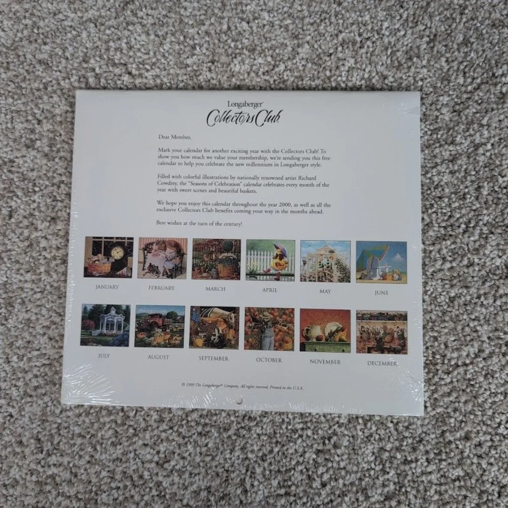 Longaberger‎ Collectors Club 2000 Calendar New Sealed Art Gazebo Hydrangea